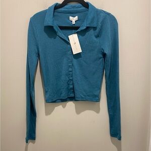 True Craft The Tee Shop Teal Long Sleeve Button-Up Top Size M NWT